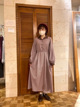 「ehka sopo（エヘカソポ）のアイテム（ハンチング/ベレー帽）」を使った、harukaさん（レディース・152cm）の秋コーディネート