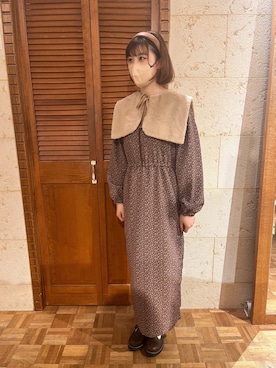 「アイテム（カチューシャ、イエロー系）」を使った、harukaさん（レディース・152cm）の秋コーディネート