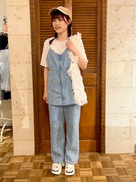 「刺繍」｜「アイテム（その他トップス）」を使った、harukaさん（レディース・152cm）の春コーディネート