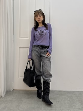 「EVRIS（エヴリス）のアイテム（パンツ）」を使った、藤岡真央さん（レディース・154cm）の夏コーディネート