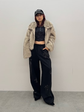 「アイテム（ブルゾン）」を使った、藤岡真央さん（レディース・154cm）の夏コーディネート