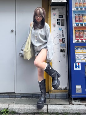 「EVRIS（エヴリス）のアイテム（シューズ）」を使った、藤岡真央さん（レディース・154cm）の春コーディネート