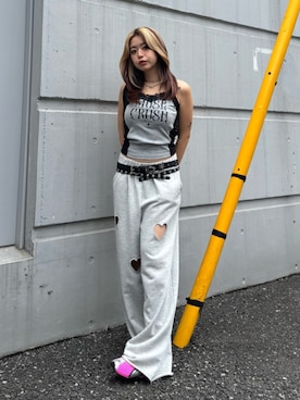 「EVRIS（エヴリス）のアイテム（パンツ）」を使った、藤岡真央さん（レディース・154cm）の夏コーディネート