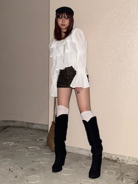 「EVRIS（エヴリス）のアイテム」を使った、藤岡真央さん（レディース・154cm）の春コーディネート