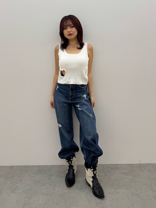 EVRIS デニムパンツ セール】【再生産！】レースグラフィックワイドデニムパンツ