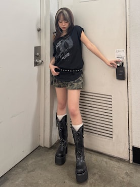 「EVRIS（エヴリス）のアイテム（シューズ）」を使った、藤岡真央さん（レディース・154cm）の春コーディネート