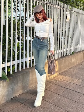 「EVRIS（エヴリス）のアイテム」を使った、藤岡真央さん（レディース・154cm）の春コーディネート