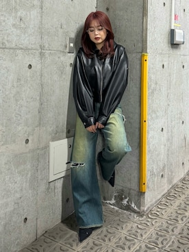 「EVRIS（エヴリス）のアイテム（ブルゾン）」を使った、藤岡真央さん（レディース・154cm）の冬コーディネート