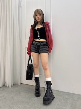 「EVRIS（エヴリス）のアイテム（バッグ）」を使った、藤岡真央さん（レディース・154cm）の夏コーディネート