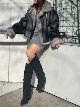 「EVRIS（エヴリス）のアイテム」を使った、藤岡真央さん（レディース・154cm）の冬コーディネート