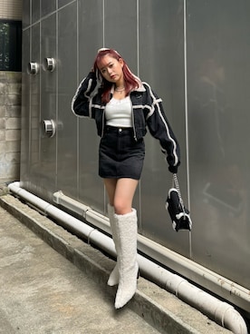 「低身長」｜「アイテム（ブルゾン）」を使った、藤岡真央さん（レディース・154cm）の夏コーディネート