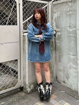 「シャツワンピ」｜藤岡真央さん（レディース・154cm）の春コーディネート