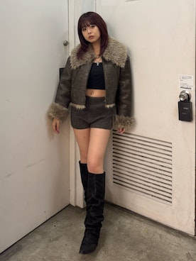 「EVRIS（エヴリス）のアイテム」を使った、藤岡真央さん（レディース・154cm）の冬コーディネート