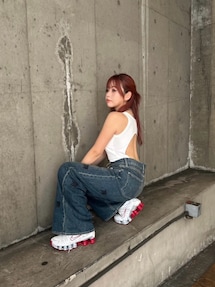 EVRIS みちょぱコラボ ロゴルーズデニム 完売品 EVRIS（エヴリス）の「【みちょぱコラボ】ロゴルーズデニム