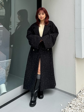 「秋冬」｜「アイテム（チェスターコート）」を使った、藤岡真央さん（レディース・154cm）の冬コーディネート