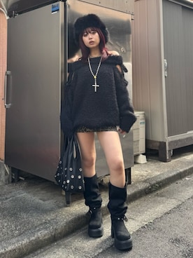 「スカートコーデ」｜「アイテム（帽子）」を使った、藤岡真央さん（レディース・154cm）の秋コーディネート