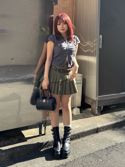 レイヤードプリーツミニスカート