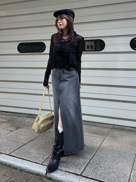 「EVRIS（エヴリス）のアイテム（ハンドバッグ）」を使った、藤岡真央さん（レディース・154cm）の春コーディネート