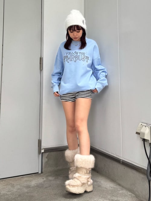 ワンポイントシャギーニットキャップ