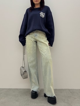 「EVRIS（エヴリス）のアイテム」を使った、藤岡真央さん（レディース・154cm）の冬コーディネート