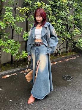 「アイテム（バッグ）」を使った、藤岡真央さん（レディース・154cm）の夏コーディネート