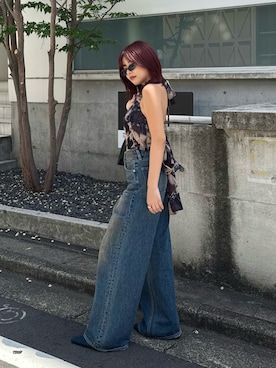 「150cm台コーデ」｜「アイテム（パンツ）」を使った、藤岡真央さん（レディース・154cm）の夏コーディネート