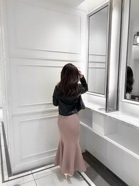 「GYDA（ジェイダ）のアイテム（ライダースジャケット）」を使った、senonさん（レディース・147cm）の冬コーディネート