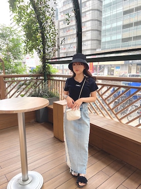 「GYDA（ジェイダ）のアイテム（ハット）」を使った、senonさん（レディース・147cm）の春コーディネート