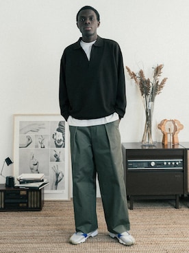 「スキッパーニット」｜euan.さん（メンズ・185cm）の冬コーディネート