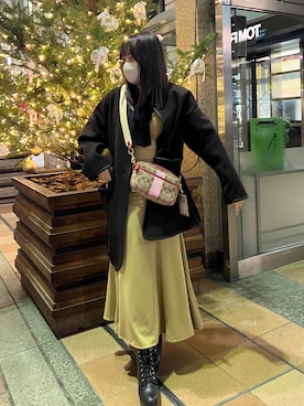 「秋冬」｜「アイテム（オールインワン・サロペット）」を使った、Momokaさん（レディース・156cm）の冬コーディネート
