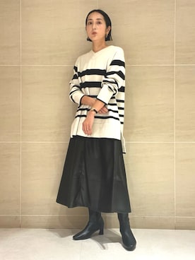 「Vネック」｜MAIKOさん（レディース・157cm）の秋コーディネート