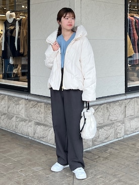 「Chez toi（シェトワ）のアイテム（ジャケット/アウター）」を使った、manakaさん（レディース・155cm）の冬コーディネート