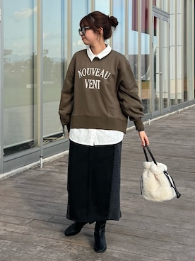 「Chez toi（シェトワ）のアイテム（スウェット）」を使った、manakaさん（レディース・155cm）の秋コーディネート