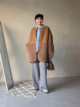 「アイテム（ムートンコート）」を使った、manakaさん（レディース・155cm）の秋コーディネート