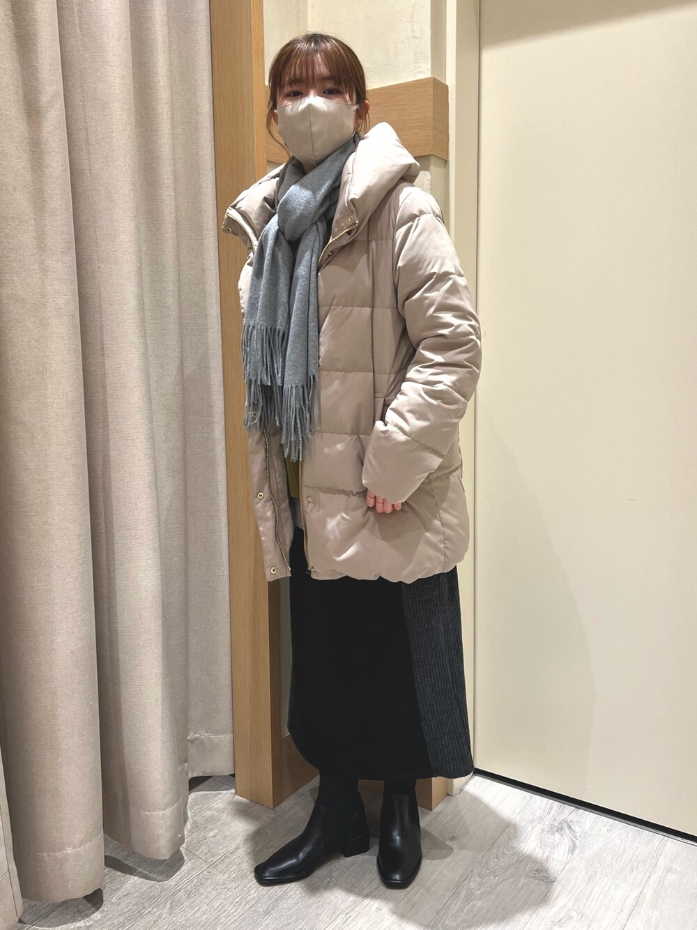 Chez toi（シェトワ）の「ピーチスキンミドル丈ダウンコート（ダウン