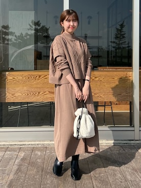 「Chez toi（シェトワ）のアイテム（ワンピース/ドレス）」を使った、manakaさん（レディース・155cm）の秋コーディネート