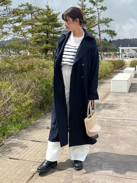 「Chez toi（シェトワ）のアイテム（トレンチコート）」を使った、manakaさん（レディース・155cm）の春コーディネート