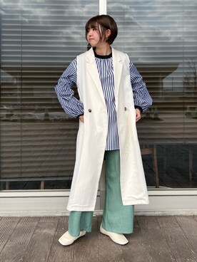 「Chez toi（シェトワ）のアイテム（その他アウター）」を使った、manakaさん（レディース・155cm）の春コーディネート