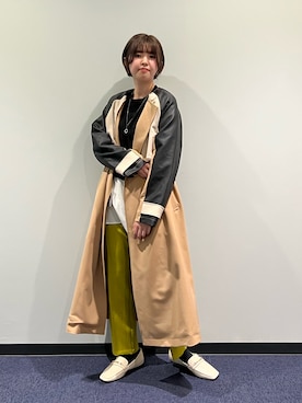 「Chez toi（シェトワ）のアイテム（トレンチコート）」を使った、manakaさん（レディース・155cm）の春コーディネート