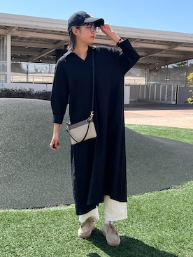 「Chez toi（シェトワ）のアイテム（シャツワンピース）」を使った、manakaさん（レディース・155cm）の春コーディネート