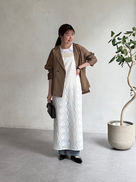 「Chez toi（シェトワ）のアイテム（ジャケット/アウター）」を使った、manakaさん（レディース・155cm）の春コーディネート