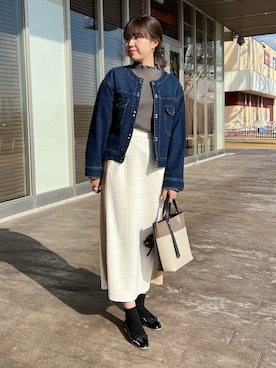 「Chez toi（シェトワ）のアイテム（デニムジャケット）」を使った、manakaさん（レディース・155cm）の冬コーディネート