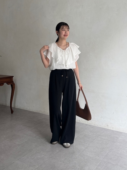値下げ　美品　TO BE CHIC 大きいサイズ　ジョーゼット　タックパンツ Chez toi（シェトワ） パンツ カットジョーゼットタックパンツ