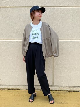 「Chez toi（シェトワ）のアイテム（ブルゾン）」を使った、manakaさん（レディース・155cm）の夏コーディネート