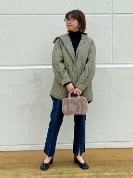 「Chez toi（シェトワ）のアイテム（ダウンジャケット/コート）」を使った、manakaさん（レディース・155cm）の秋コーディネート