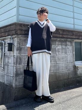 「JUNRED（ジュンレッド）のアイテム（ベスト）」を使った、ryujiさん（メンズ・172cm）の夏コーディネート