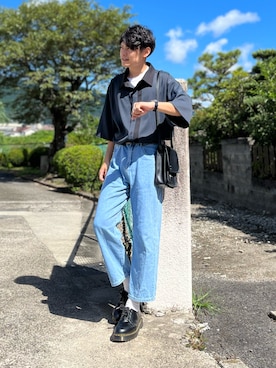 「DEVICE（デバイス）の【WEARISTA こーせ ×DEVICE コラボ】Rename フロントバックル ショルダーバッグ（ショルダーバッグ）」を使った、ryujiさん（メンズ・172cm）の夏コーディネート