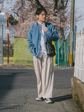 「DEVICE（デバイス）の【WEARISTA こーせ ×DEVICE コラボ】Rename フロントバックル ショルダーバッグ（ショルダーバッグ）」を使った、ryujiさん（メンズ・172cm）の春コーディネート