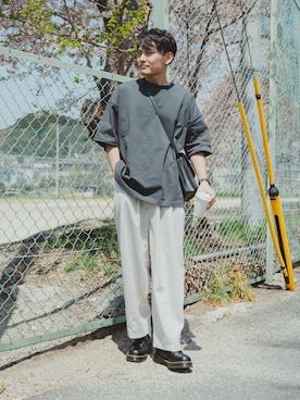 「DEVICE（デバイス）の【WEARISTA こーせ ×DEVICE コラボ】Rename フロントバックル ショルダーバッグ（ショルダーバッグ）」を使った、ryujiさん（メンズ・172cm）の春コーディネート