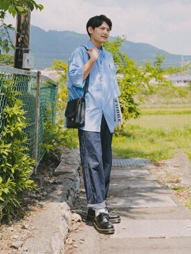 「DEVICE（デバイス）の【WEARISTA こーせ ×DEVICE コラボ】Rename フロントバックル ショルダーバッグ（ショルダーバッグ）」を使った、ryujiさん（メンズ・172cm）の春コーディネート